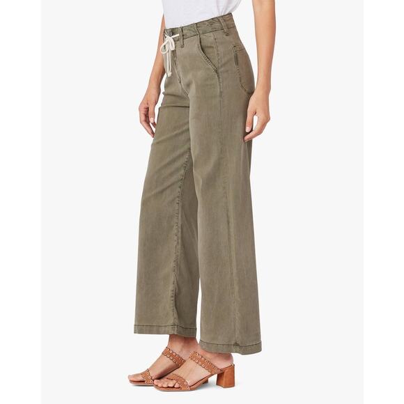 PAIGE Carly Wide Leg Jeans High Rise Washed Light Olive 4 Pocket Women's 27 - Picture 12 of 12